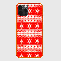 Чехол iPhone 12 Pro New Year snowflake pattern