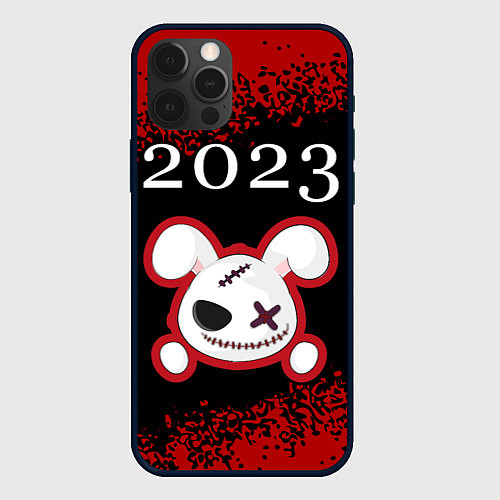 Чехол iPhone 12 Pro Кролик 2023 злой / 3D-Черный – фото 1