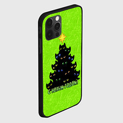 Чехол для iPhone 12 Pro С Новым годом - ёлочка из кошечек, цвет: 3D-черный — фото 2