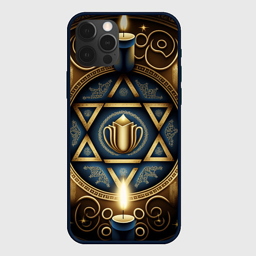Чехол iPhone 12 Pro Ханука праздник огней / 3D-Черный – фото 1