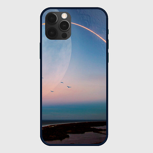 Чехол iPhone 12 Pro Космос и планeты / 3D-Черный – фото 1