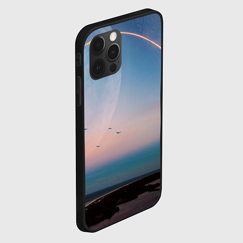 Чехол iPhone 12 Pro Космос и планeты / 3D-Черный – фото 2