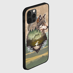 Чехол для iPhone 12 Pro Портрет волка в технике двойной экспозиции, цвет: 3D-черный — фото 2