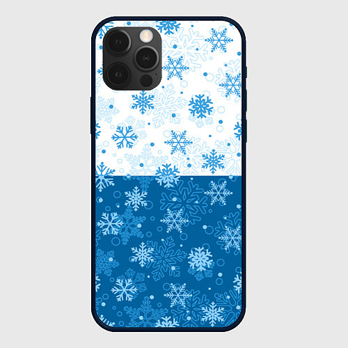 Чехол iPhone 12 Pro Снежинки день - ночь / 3D-Черный – фото 1