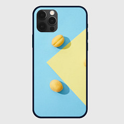 Чехол для iPhone 12 Pro Жёлтый и голубой цвета и абрикосы, цвет: 3D-черный