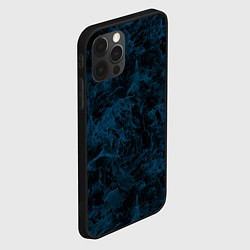 Чехол для iPhone 12 Pro Синий и черный мраморный узор, цвет: 3D-черный — фото 2