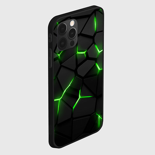 Чехол iPhone 12 Pro Green neon steel / 3D-Черный – фото 2