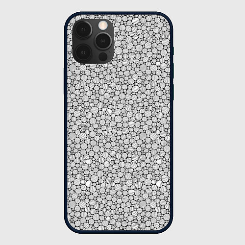 Чехол iPhone 12 Pro Круги штрихованные / 3D-Черный – фото 1
