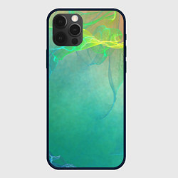Чехол для iPhone 12 Pro Абстрактный дизайн зеленые всполохи, цвет: 3D-черный