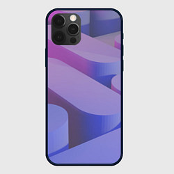 Чехол для iPhone 12 Pro Абстрактные фиолетовые прямоугольники со скругленн, цвет: 3D-черный