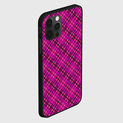 Чехол для iPhone 12 Pro Малиново розовый узор в клетку, цвет: 3D-черный — фото 2