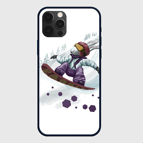 Чехол iPhone 12 Pro Кролик Сноубордист / 3D-Черный – фото 1