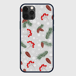 Чехол iPhone 12 Pro Зимние ягоды и шишки