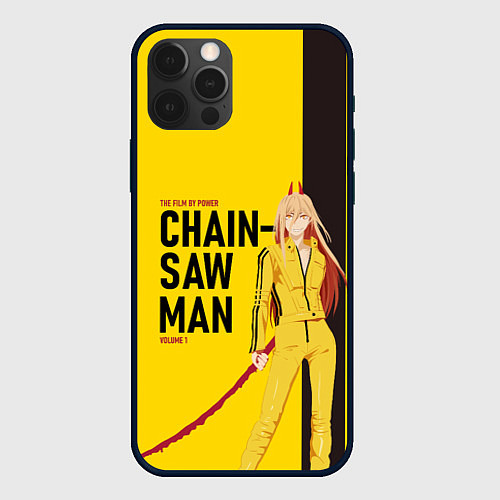 Чехол iPhone 12 Pro Человек-бензопила - Пауэр / 3D-Черный – фото 1