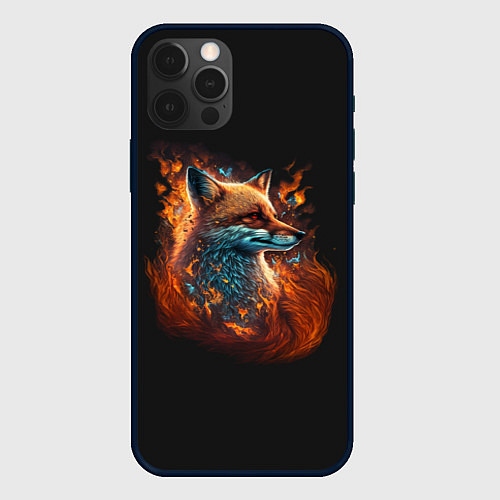 Чехол iPhone 12 Pro Огненная лиса / 3D-Черный – фото 1