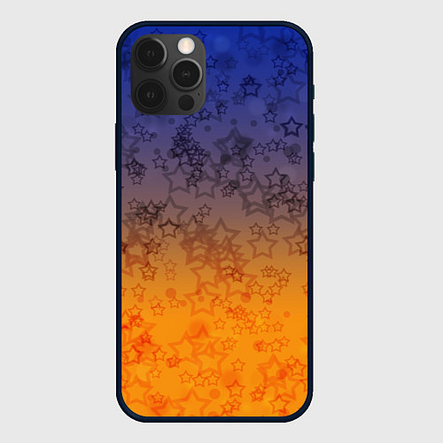 Чехол iPhone 12 Pro Желто-синий звездный узор / 3D-Черный – фото 1