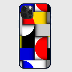 Чехол для iPhone 12 Pro Оптическая иллюзия из кругов, прямоугольников и фи, цвет: 3D-черный