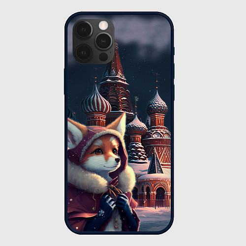 Чехол iPhone 12 Pro Лиса на Красной площади / 3D-Черный – фото 1