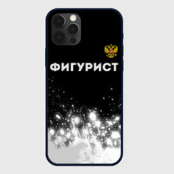 Чехол iPhone 12 Pro Фигурист из России и герб РФ: символ сверху