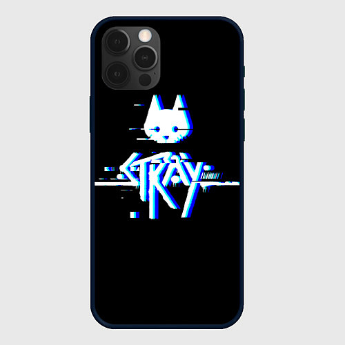 Чехол iPhone 12 Pro Stray blue glitch / 3D-Черный – фото 1