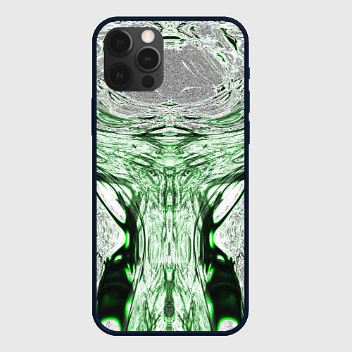 Чехол iPhone 12 Pro Зеленый узор / 3D-Черный – фото 1