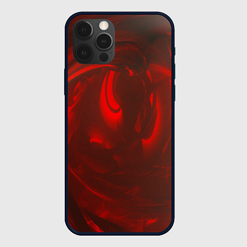 Чехол iPhone 12 Pro Темно красные волны / 3D-Черный – фото 1