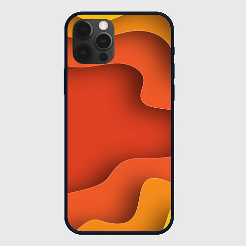 Чехол iPhone 12 Pro Оранжево-жёлтый разлом / 3D-Черный – фото 1