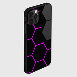 Чехол для iPhone 12 Pro Крупные неоновые соты, цвет: 3D-черный — фото 2