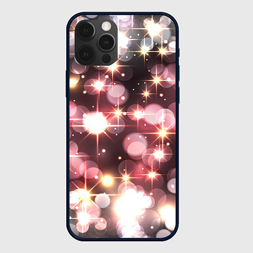 Чехол iPhone 12 Pro Сияние розовых и золотых блесток на черном фоне / 3D-Черный – фото 1