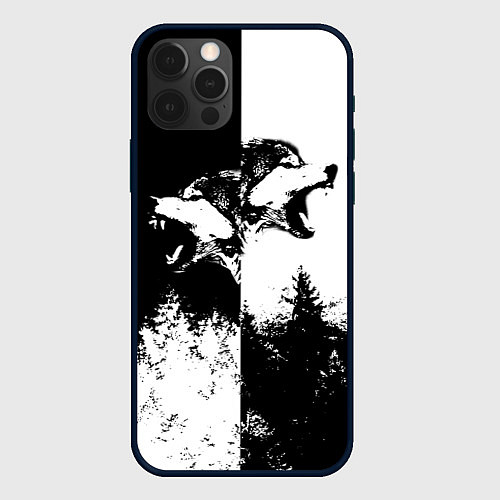 Чехол iPhone 12 Pro Два волка / 3D-Черный – фото 1