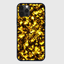Чехол для iPhone 12 Pro Золотой узор треугольники на черном фоне, цвет: 3D-черный