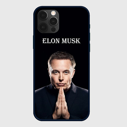 Чехол iPhone 12 Pro Илон Маск, портрет на черном фоне / 3D-Черный – фото 1