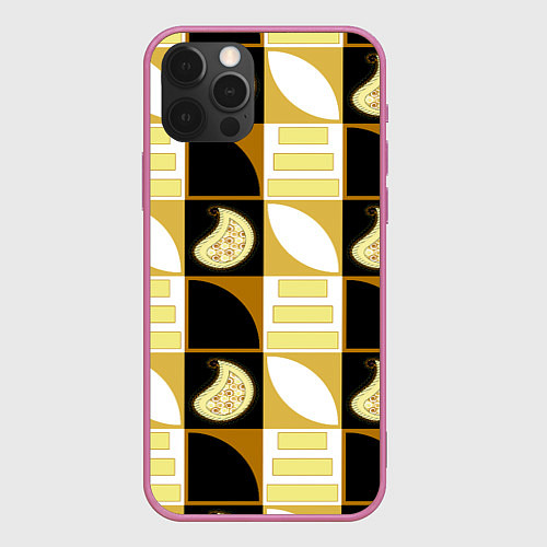 Чехол iPhone 12 Pro Орнамент фигуры / 3D-Малиновый – фото 1
