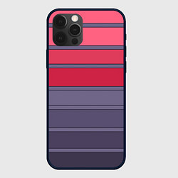 Чехол для iPhone 12 Pro Полосатый красно -серый, цвет: 3D-черный