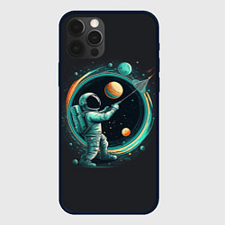 Чехол для iPhone 12 Pro Космонавт в космосе, цвет: 3D-черный