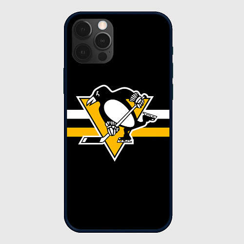 Чехол iPhone 12 Pro Питтсбург Пингвинз - НХЛ / 3D-Черный – фото 1