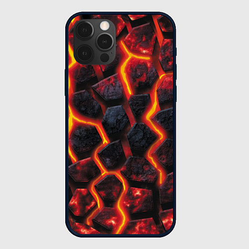 Чехол iPhone 12 Pro Течёт лава / 3D-Черный – фото 1