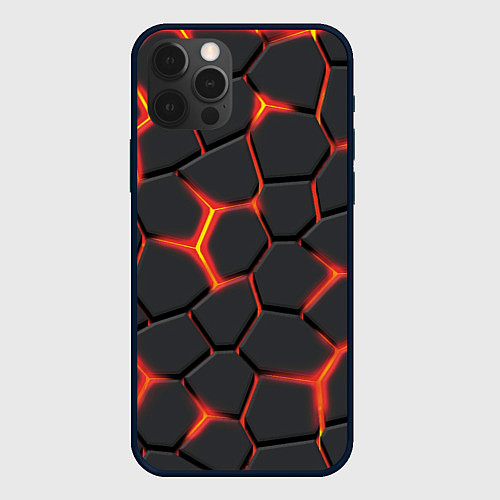 Чехол iPhone 12 Pro Неоновый разлом - жёлтый / 3D-Черный – фото 1