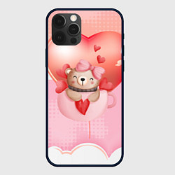 Чехол для iPhone 12 Pro Мишка в чашке с сердечком, цвет: 3D-черный