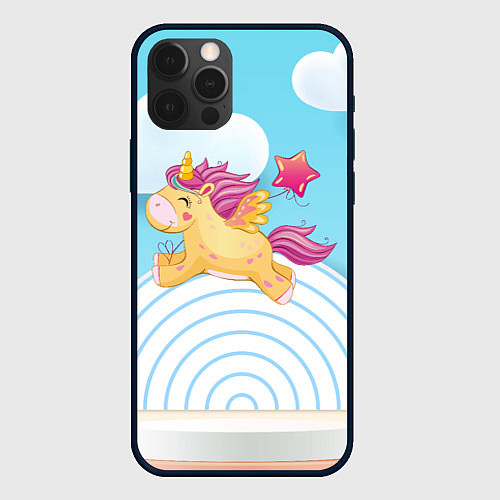 Чехол iPhone 12 Pro Единорог со звездочкой / 3D-Черный – фото 1