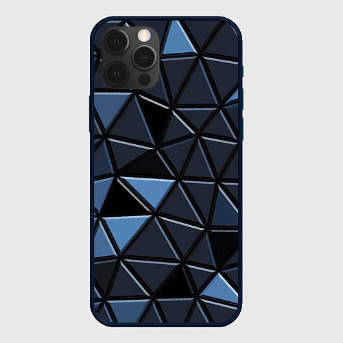 Чехол iPhone 12 Pro Серые треугольники / 3D-Черный – фото 1