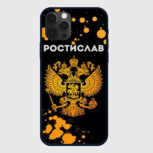 Чехол iPhone 12 Pro Ростислав и зологой герб РФ / 3D-Черный – фото 1