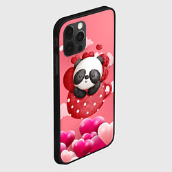 Чехол для iPhone 12 Pro Панда с сердечками в чашке, цвет: 3D-черный — фото 2