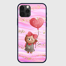 Чехол для iPhone 12 Pro Мишка с шариком Love, цвет: 3D-черный