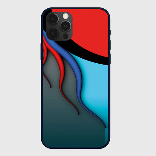 Чехол iPhone 12 Pro Разноцветные ручейки / 3D-Черный – фото 1