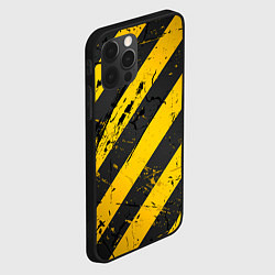 Чехол для iPhone 12 Pro WARNING - желто-черные полосы, цвет: 3D-черный — фото 2