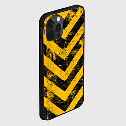 Чехол для iPhone 12 Pro WARNING - желто-черные полосы, цвет: 3D-черный — фото 2