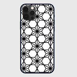 Чехол iPhone 12 Pro Чёрно-белый абстрактный паттерн из звёзд
