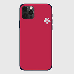Чехол для iPhone 12 Pro Белый цветок на Вива Маджента, цвет: 3D-черный