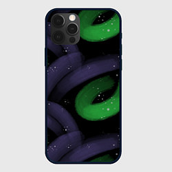 Чехол для iPhone 12 Pro Яркие полосы на темном фоне, цвет: 3D-черный